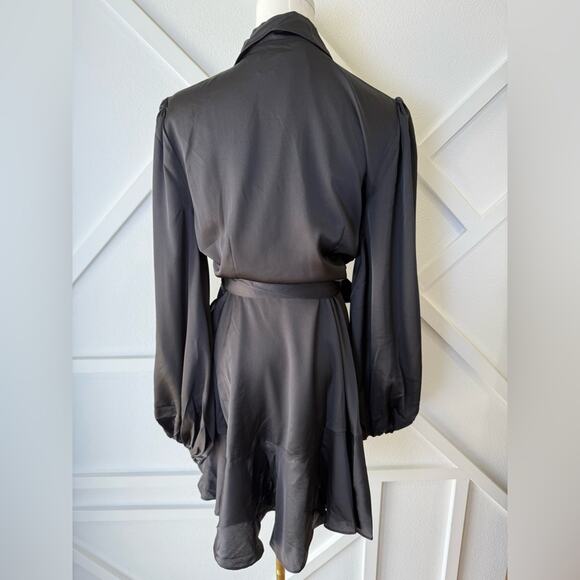 NWT Keepsake The Label Kennedy Long Sleeve Wrap Mini Dress Black Size 8 (AUS 12) - Picture 5 of 9